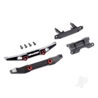 Bumper, front (1), rear (1), 6061-T6 aluminium (Black-anodised) (assembled with D-rings) / bumper mounts (front & rear) / 2.5x6mm BCS (with threadlock) (4) (fits TRX-4M Ford Bronco)
