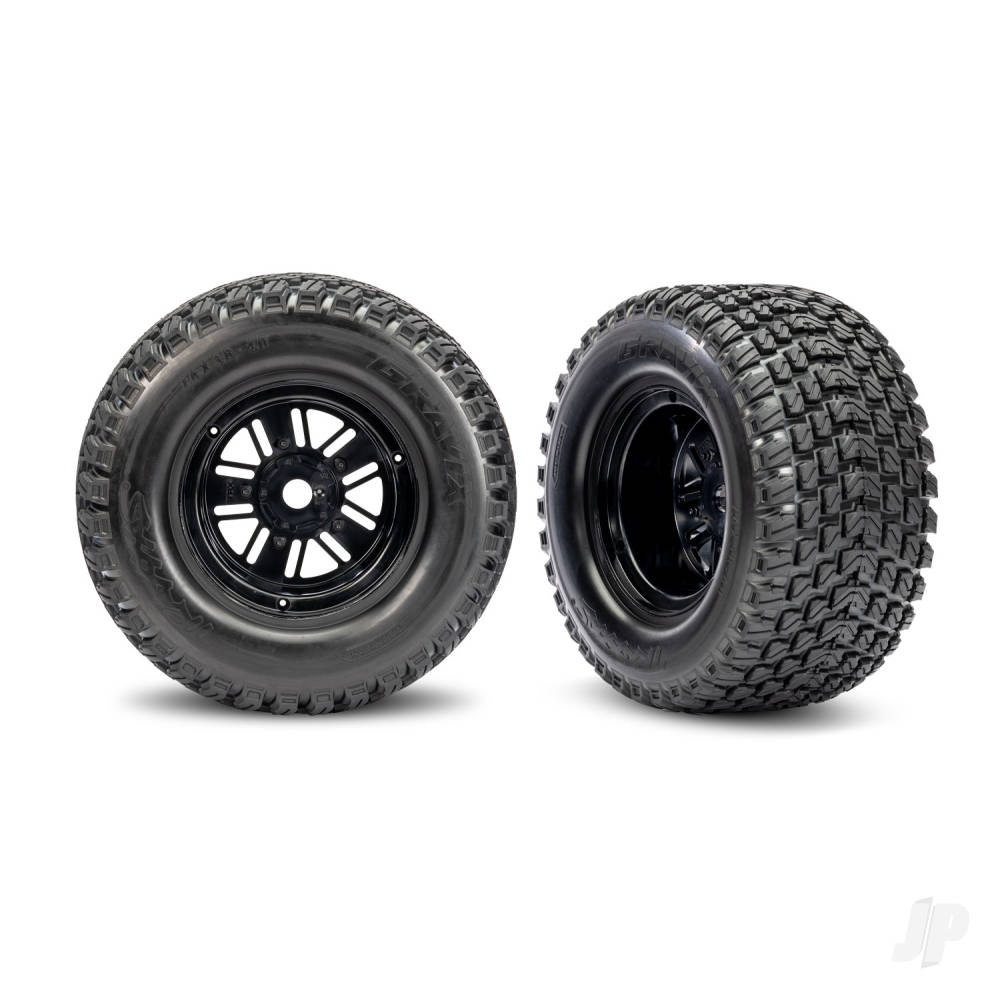 Wheels & Tyres, Assembled, Glued (Pro Scale Sand Car Race black wheels, Gravix tyres, foam inserts) (rear) (1 left, 1 right)