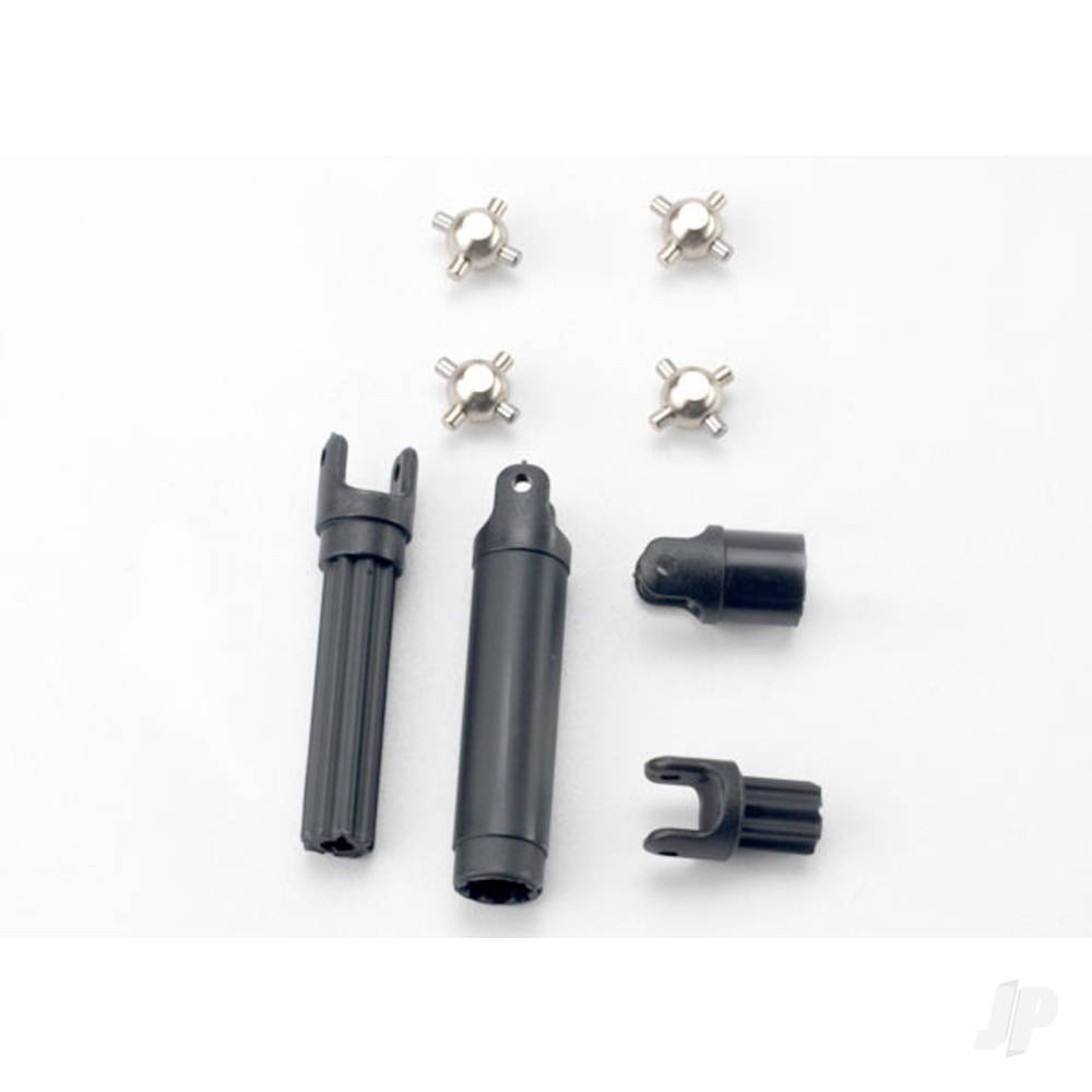 Half shafts, centre Front (1pc), centre Rear (1pc) (internal splined half shafts (2 pcs) / external splined half shaft) (2 pcs)) / metal u-joints (4 pcs)